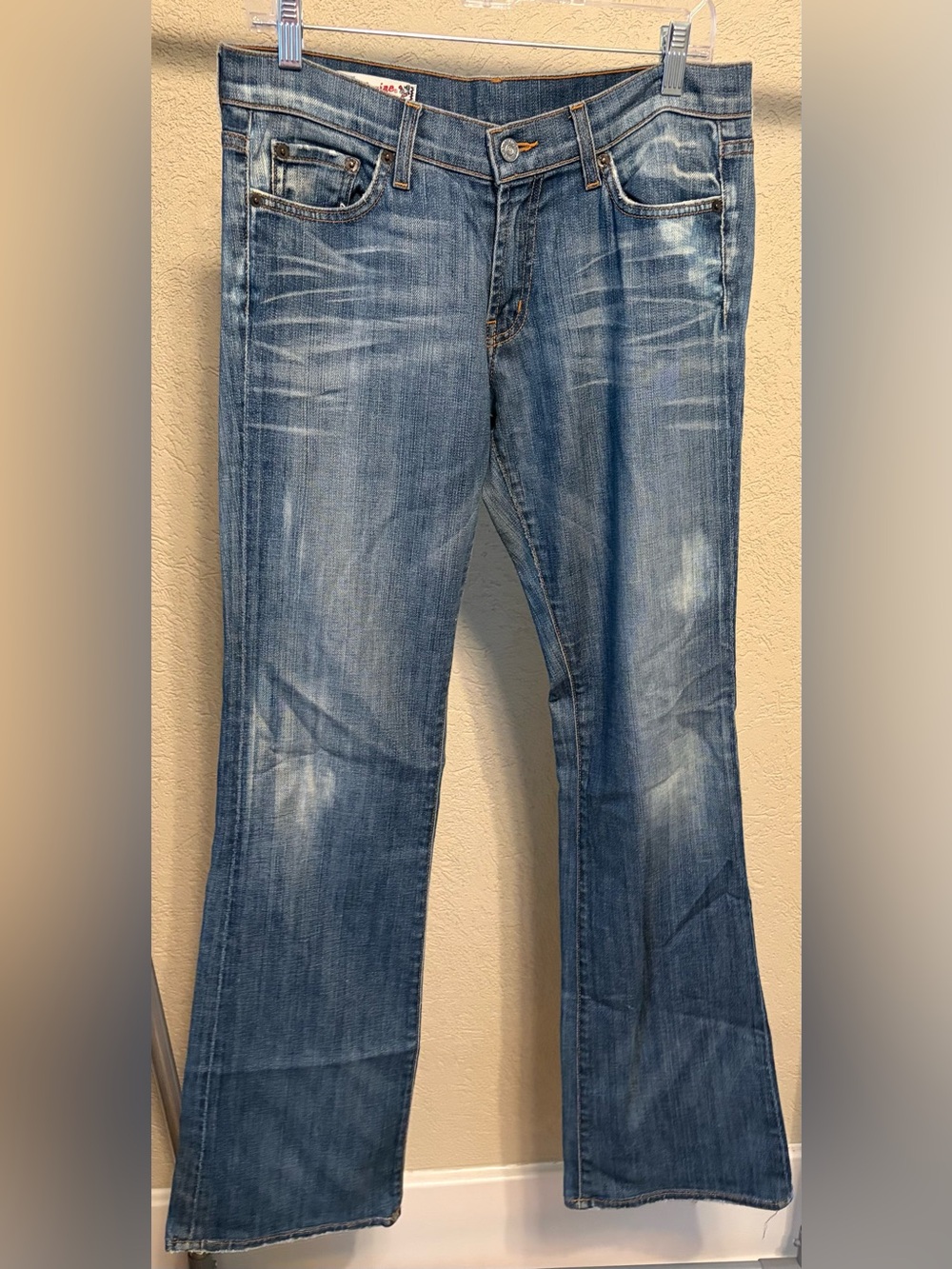 Red Engine Distressed Blue Denim Jeans